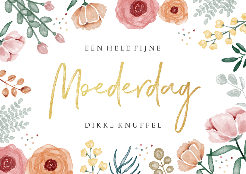 Moederdagkaart bloemen waterverf foto stijlvol goud - Moederdag kaarten Moederdag kaarten - Moederdagkaart bloemen waterverf foto stijlvol goud