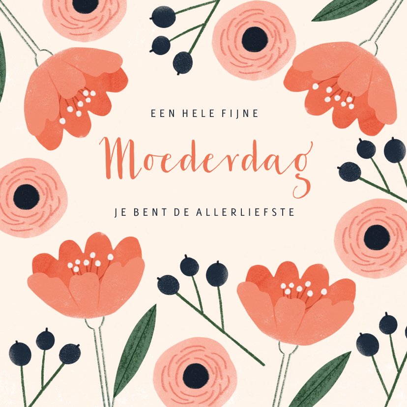 Moederdagkaart de allerliefste met pastel bloemen - Moederdag kaarten Moederdag kaarten - Moederdagkaart de allerliefste met pastel bloemen