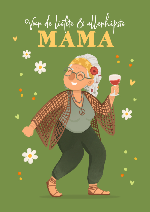 Moederdag kaarten - Moederdagkaart grappig hippie liefste mama humor
