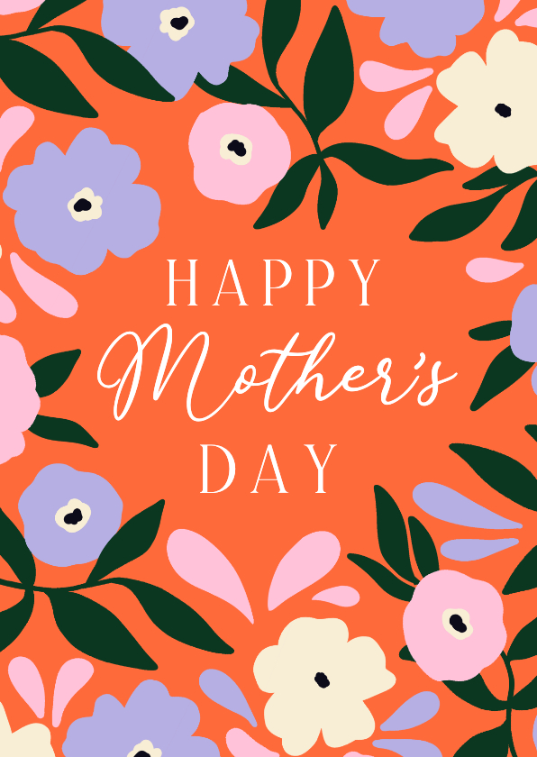 Moederdag kaarten - Moederdagkaart Happy Mother's day met bloemen