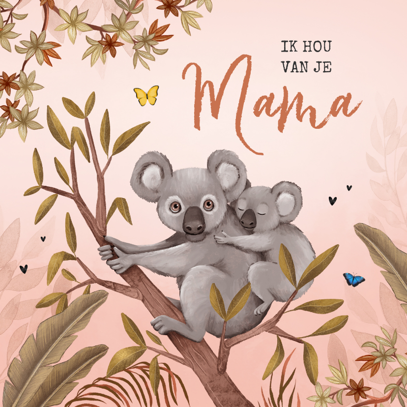 Moederdag kaarten - Moederdagkaart illustratie koala dieren jungle lief