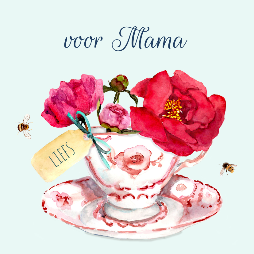 Moederdagkaart Kopje met vrolijke bloemen - Moederdag kaarten Moederdag kaarten - Moederdagkaart Kopje met vrolijke bloemen