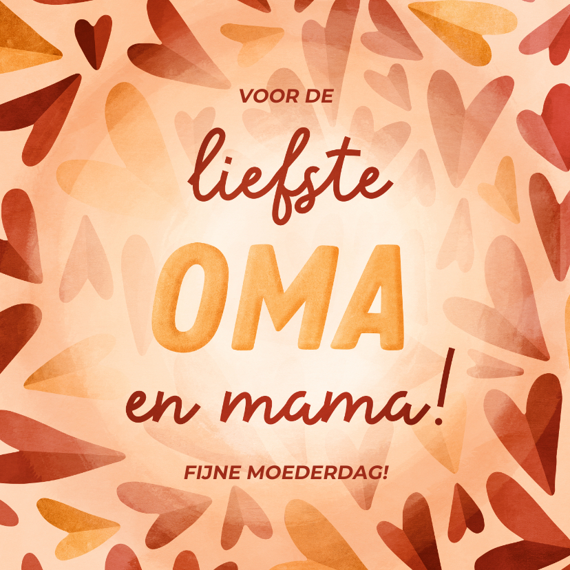 Moederdag kaarten - Moederdagkaart liefste oma en mama rode hartjes