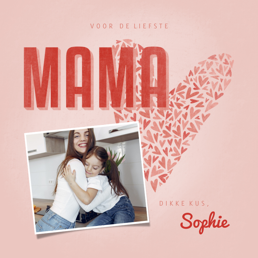 Moederdagkaart MAMA met hart, foto en naam - Moederdag kaarten Moederdag kaarten - Moederdagkaart MAMA met hart, foto en naam