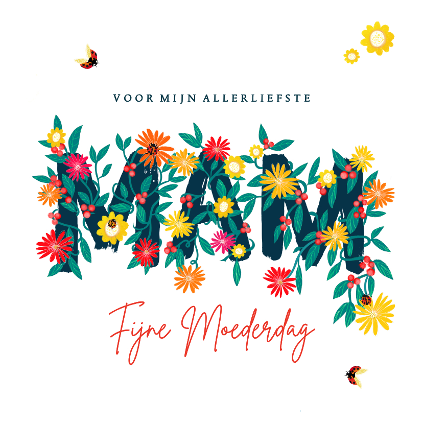 Moederdag kaarten - Moederdagkaart met bloemenletters