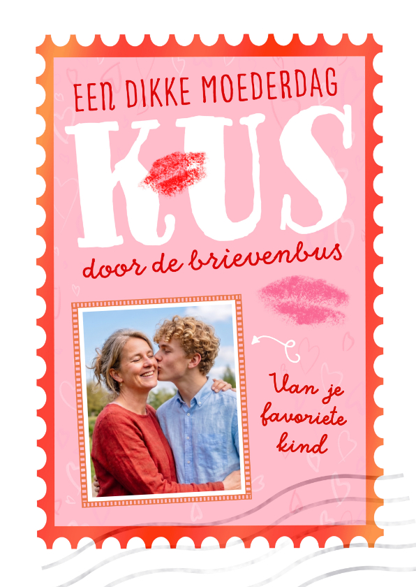 Moederdag kaarten - Moederdagkaart met postzegel en aanpasbare foto