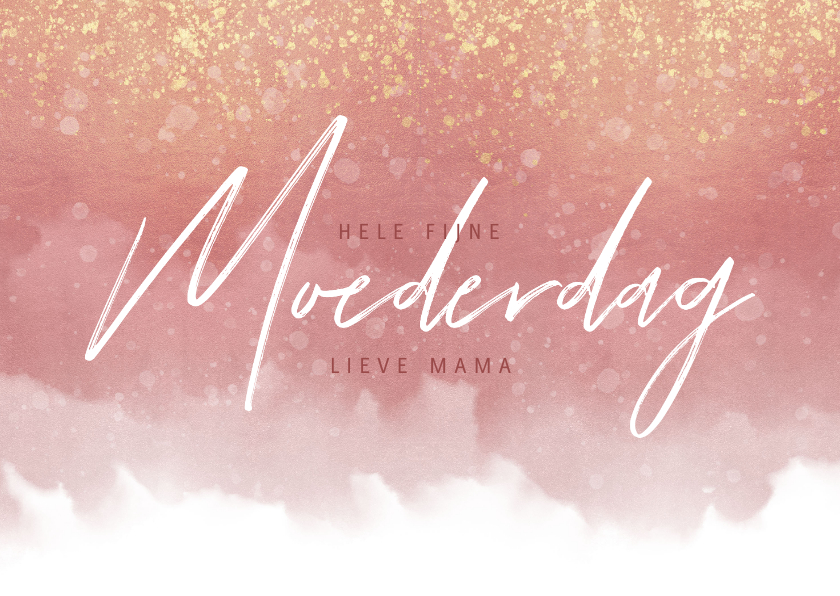 Moederdag kaarten - Moederdagkaart met waterverf, gouden spetters en typografie