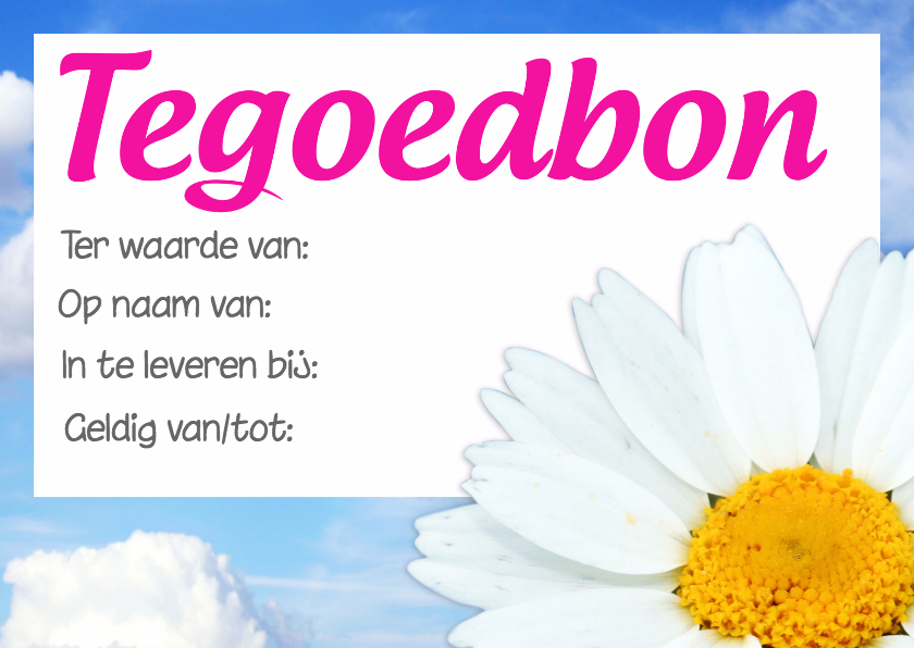 Moederdagkaart tegoedbon madeliefje - Moederdag kaarten Moederdag kaarten - Moederdagkaart tegoedbon madeliefje