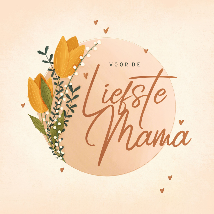 Moederdagkaart voor de liefste mama met tulpen - Moederdag kaarten Moederdag kaarten - Moederdagkaart voor de liefste mama met tulpen