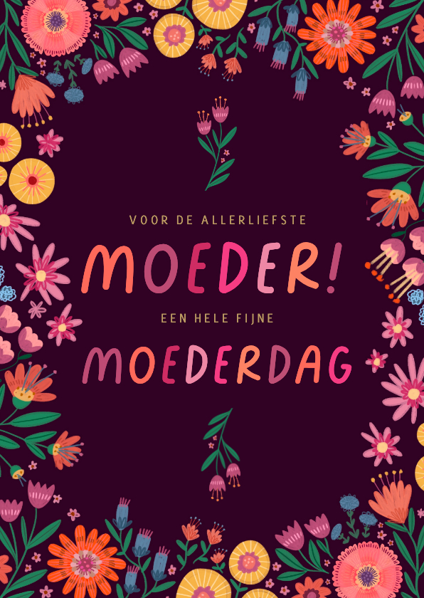 Moederdag kaarten - Moederdagkaart voor de liefste moeder met bloemen