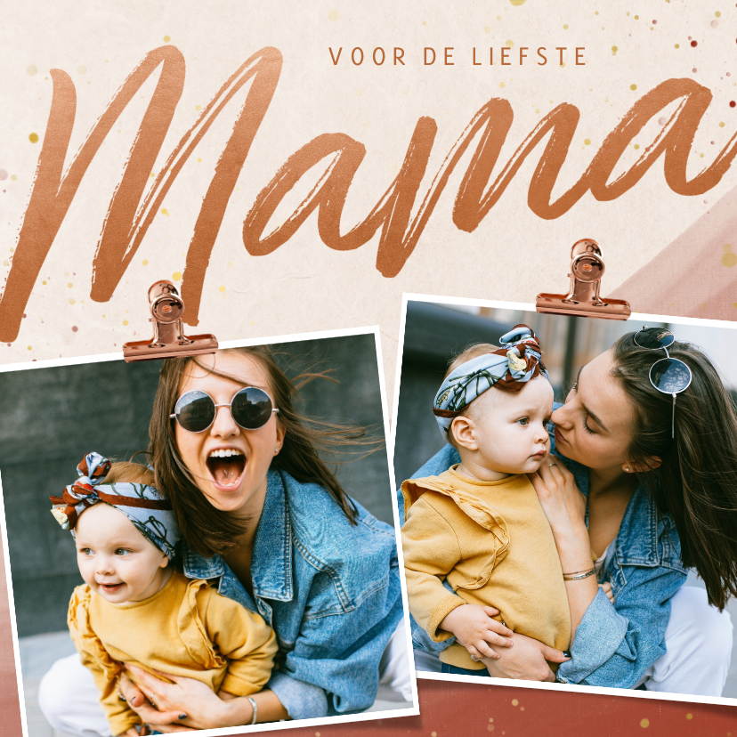 Moederdag kaarten - Moederdagkaartje voor de liefste mama met twee foto's