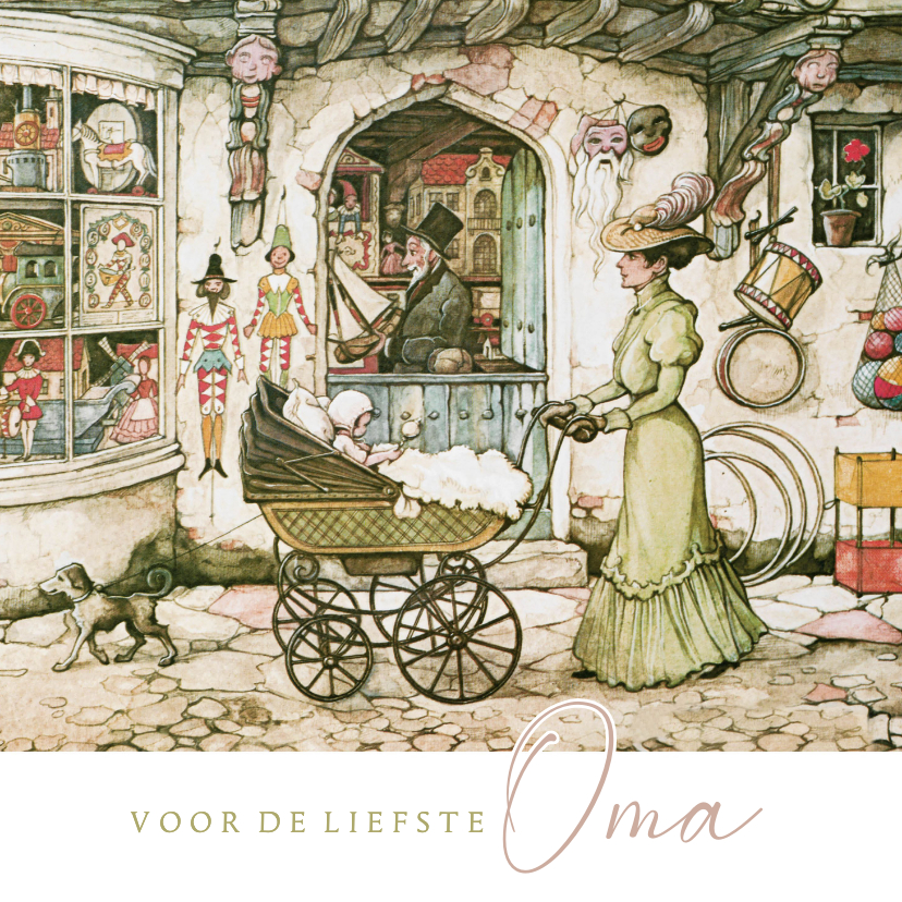Nostalgische moederdagkaart met ouderwetse kinderwagen - Moederdag kaarten Moederdag kaarten - Nostalgische moederdagkaart met ouderwetse kinderwagen