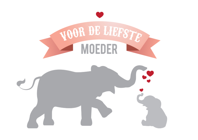 Olifanten moederkaart - Moederdag kaarten Moederdag kaarten - Olifanten moederkaart