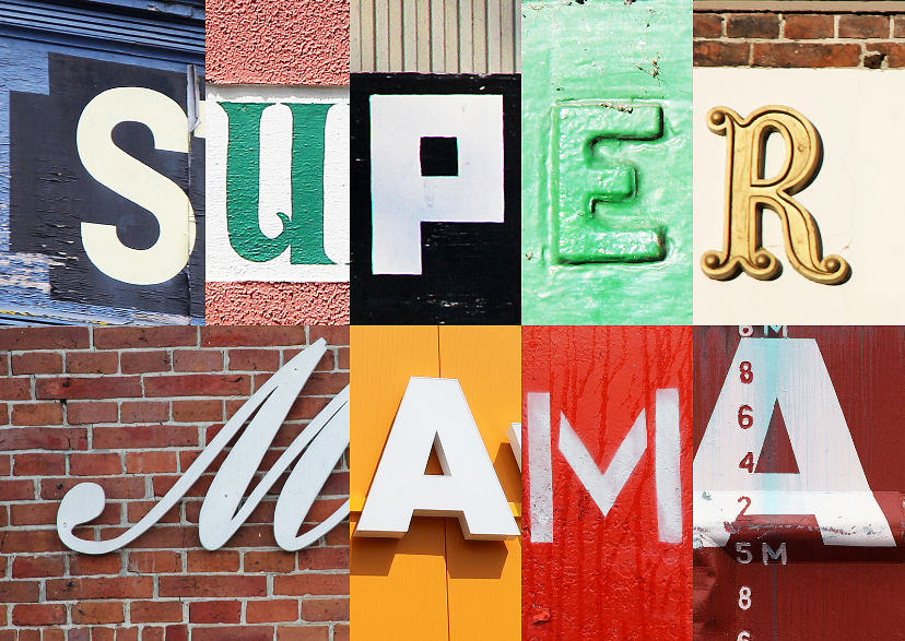 Supermama - letters - Moederdag kaarten Moederdag kaarten - Supermama - letters