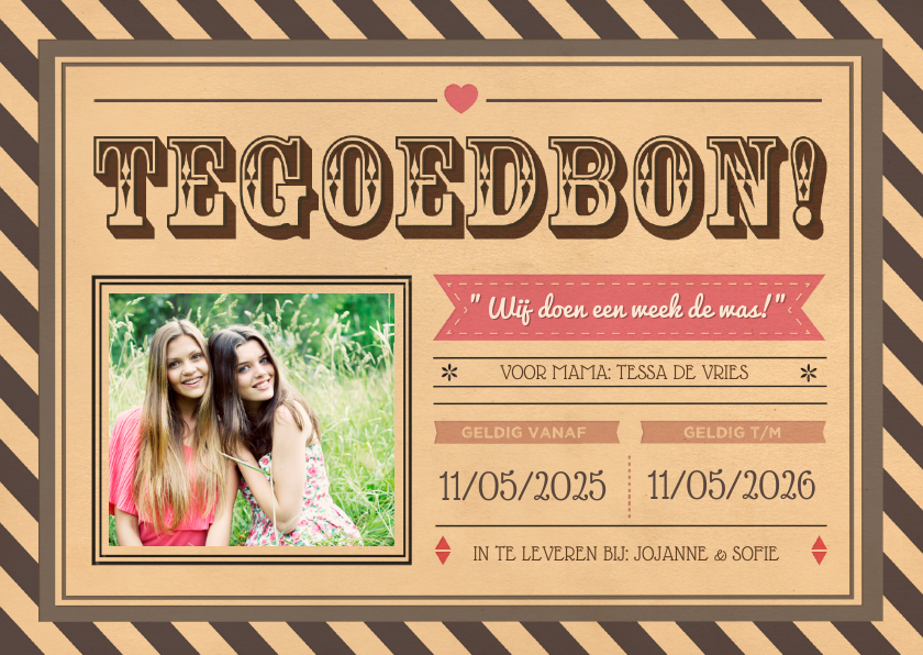 Tegoedbon Vintage retro - Moederdag kaarten Moederdag kaarten - Tegoedbon Vintage retro