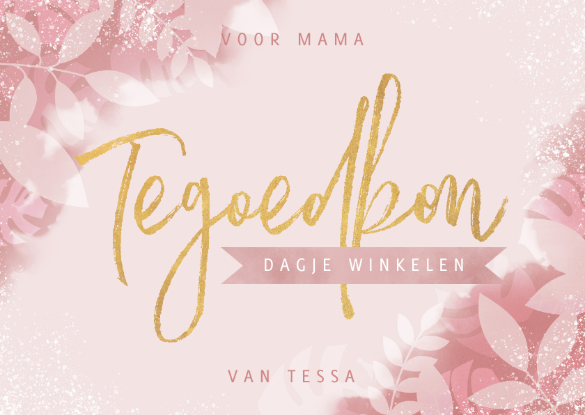 Moederdag kaarten - Tegoedbon voor Moederdag met plantjes spetters typografie