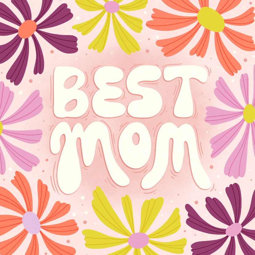 Moederdag kaarten - Typografische moederdagkaart best mom
