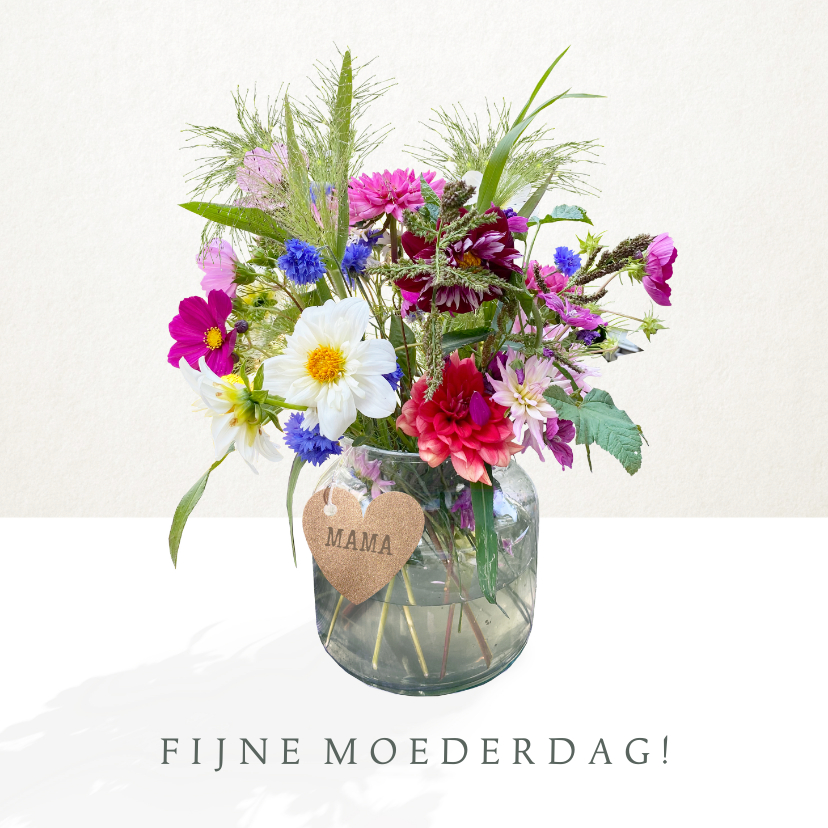 Moederdag kaarten - Vrolijke moederdagkaart met boeket veldbloemen in vaas