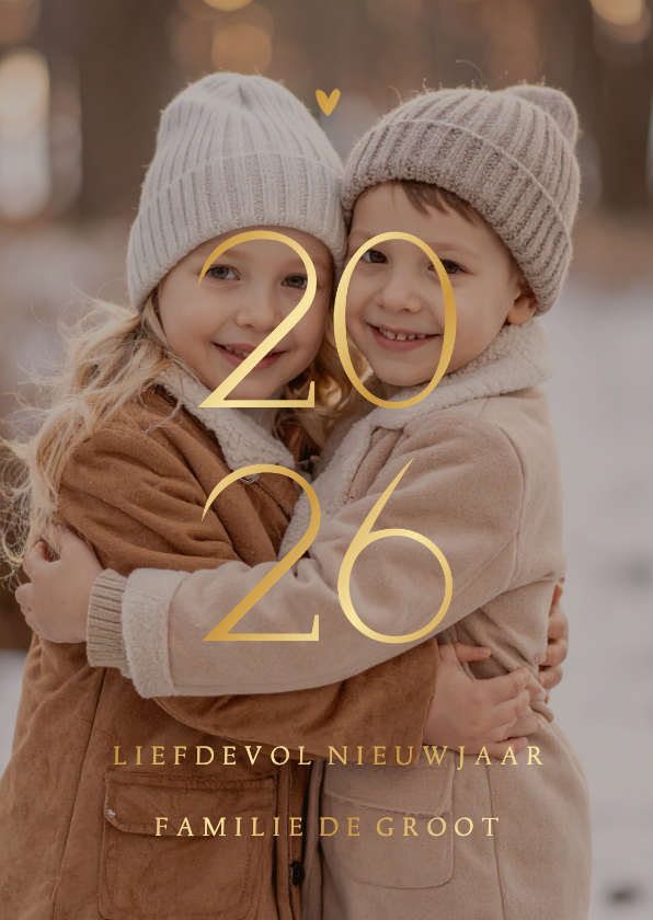 2026 Nieuwjaarskaart grote foto transparant met goudfolie - Nieuwjaarskaarten Nieuwjaarskaarten - 2026 Nieuwjaarskaart grote foto transparant met goudfolie