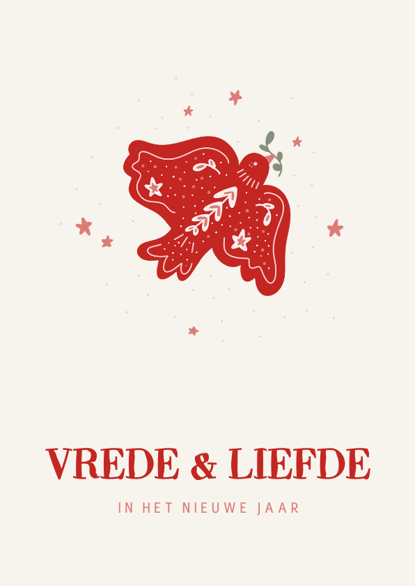Betekenisvol nieuwjaarskaartje met vredesduifje in rood - Nieuwjaarskaarten Nieuwjaarskaarten - Betekenisvol nieuwjaarskaartje met vredesduifje in rood