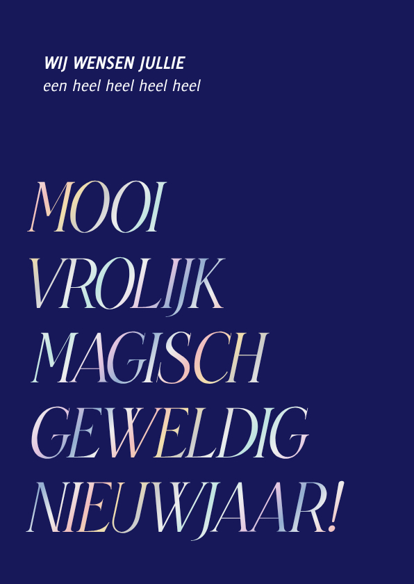 Blauwe kaart goed vrolijk magisch nieuwjaar regenboog - Nieuwjaarskaarten Nieuwjaarskaarten - Blauwe kaart goed vrolijk magisch nieuwjaar regenboog