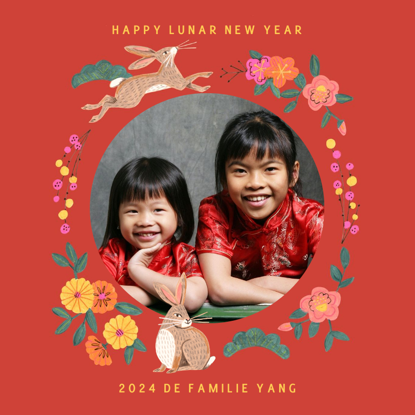 Chinees nieuwjaar lunar new year rabbit - Nieuwjaarskaarten Nieuwjaarskaarten - Chinees nieuwjaar lunar new year rabbit