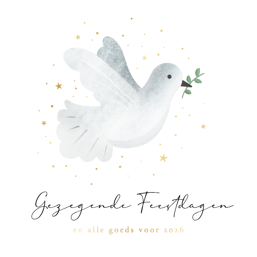 Nieuwjaarskaarten - Christelijk nieuwjaarskaart vrede duif met goudfolie
