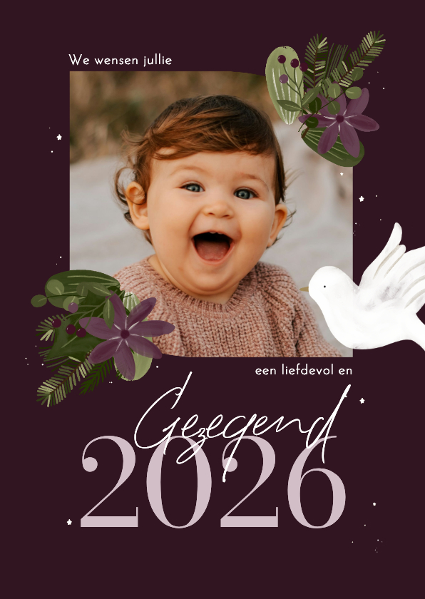 Christelijke nieuwjaarskaart botanisch jaartal en foto - Nieuwjaarskaarten Nieuwjaarskaarten - Christelijke nieuwjaarskaart botanisch jaartal en foto