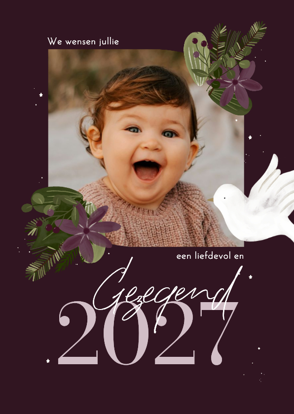 Christelijke nieuwjaarskaart botanisch jaartal en foto - Nieuwjaarskaarten Nieuwjaarskaarten - Christelijke nieuwjaarskaart botanisch jaartal en foto