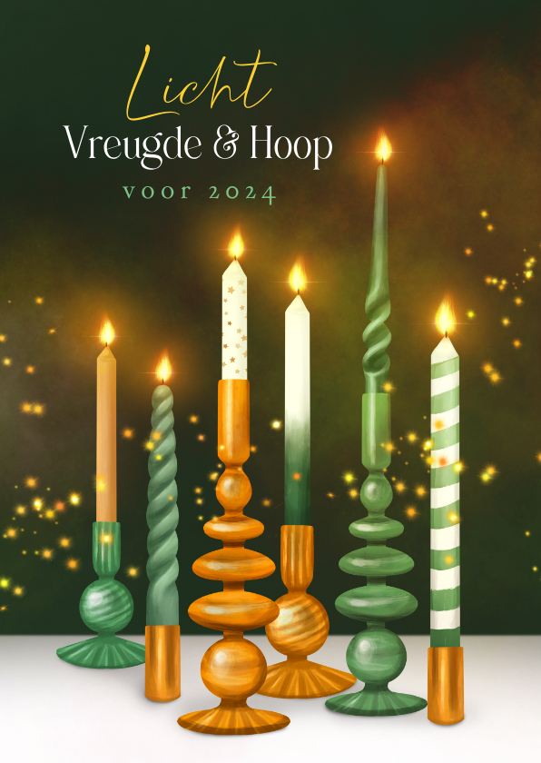 Nieuwjaarskaarten - Christelijke nieuwjaarskaart kaarsen licht vreugde hoop god