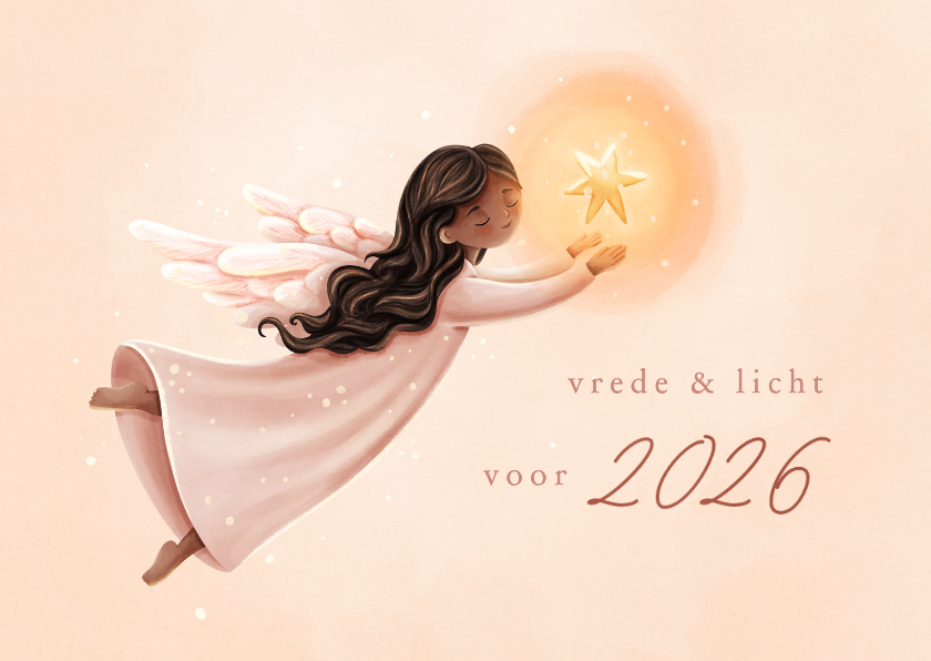 Nieuwjaarskaarten - Christelijke nieuwjaarskaart vrede voor 2027 engel met ster