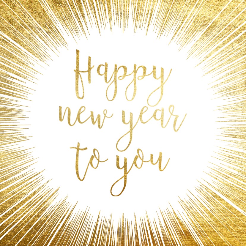 Nieuwjaarskaarten - Feestelijke nieuwjaarskaart met gouden ster en typografie
