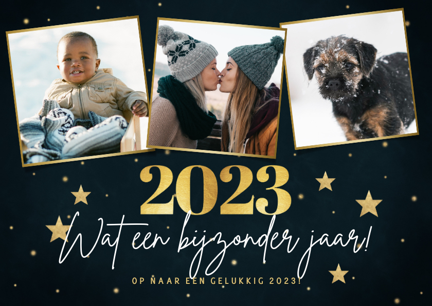 Fotocollage nieuwjaarskaart 2023 bijzonder jaar - Nieuwjaarskaarten Nieuwjaarskaarten - Fotocollage nieuwjaarskaart 2023 bijzonder jaar