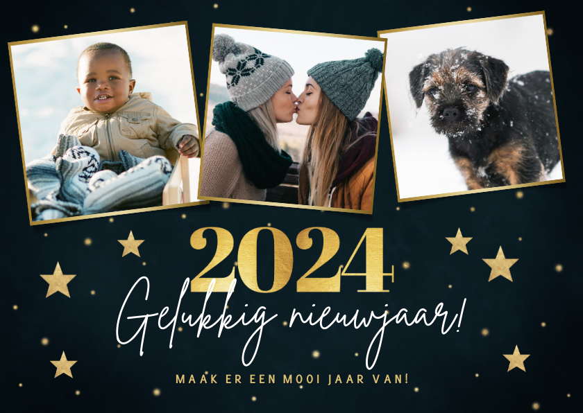 Nieuwjaarskaarten - Fotocollage nieuwjaarskaart 2024 bijzonder jaar