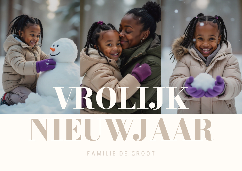 Nieuwjaarskaarten - Fotocollage nieuwjaarskaart met aanpasbare tekst