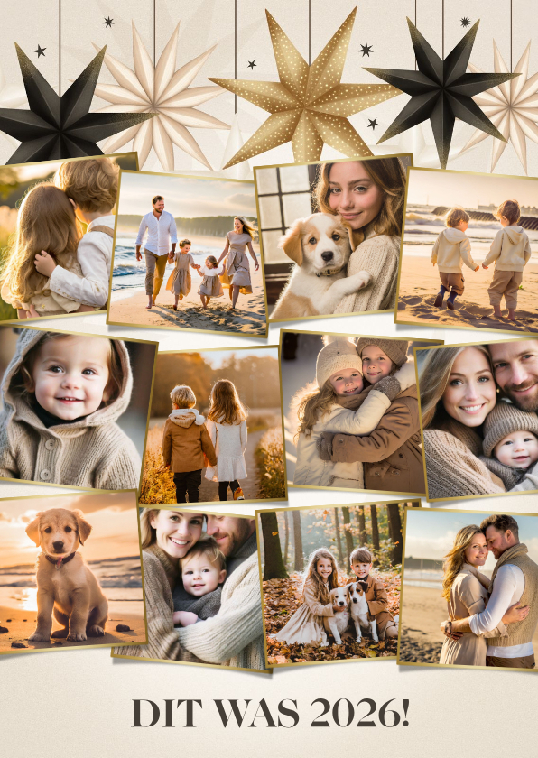 Fotocollage nieuwjaarskaart terugblik kerstster 12 foto's - Nieuwjaarskaarten Nieuwjaarskaarten - Fotocollage nieuwjaarskaart terugblik kerstster 12 foto's