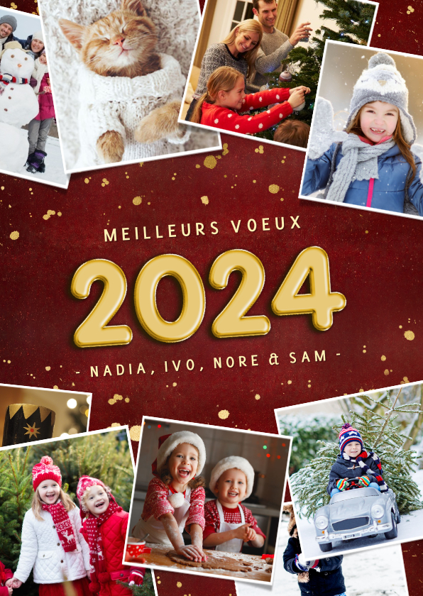 Nieuwjaarskaarten - Franstalige nieuwjaarskaart met fotocollage
