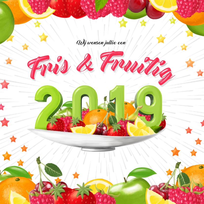 Fris en fruitig 2019 nieuwjaarskaart - Nieuwjaarskaarten Nieuwjaarskaarten - Fris en fruitig 2019 nieuwjaarskaart