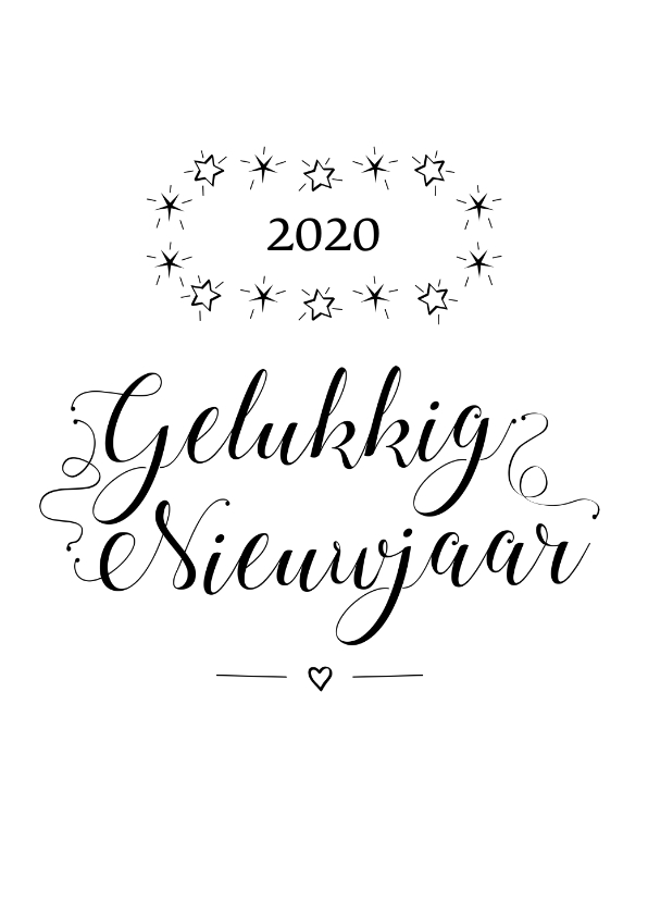 Gelukkig nieuwjaar 2020 zwart wit - Nieuwjaarskaarten Nieuwjaarskaarten - Gelukkig nieuwjaar 2020 zwart wit