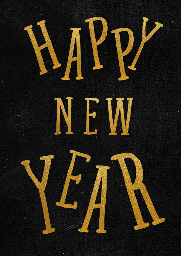 Nieuwjaarskaarten - Gouden happy new year kaart