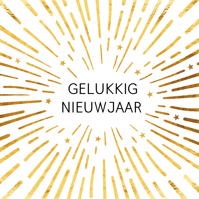 Nieuwjaarskaarten - Gouden vuurwerk nieuwjaarskaart