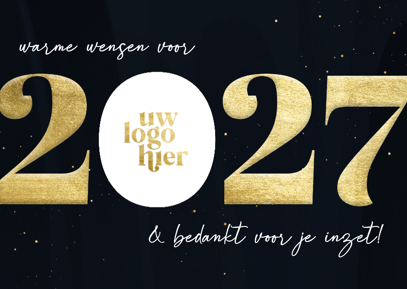 Nieuwjaarskaarten - Goudlook met logo zakelijke nieuwjaarskaart 2027 