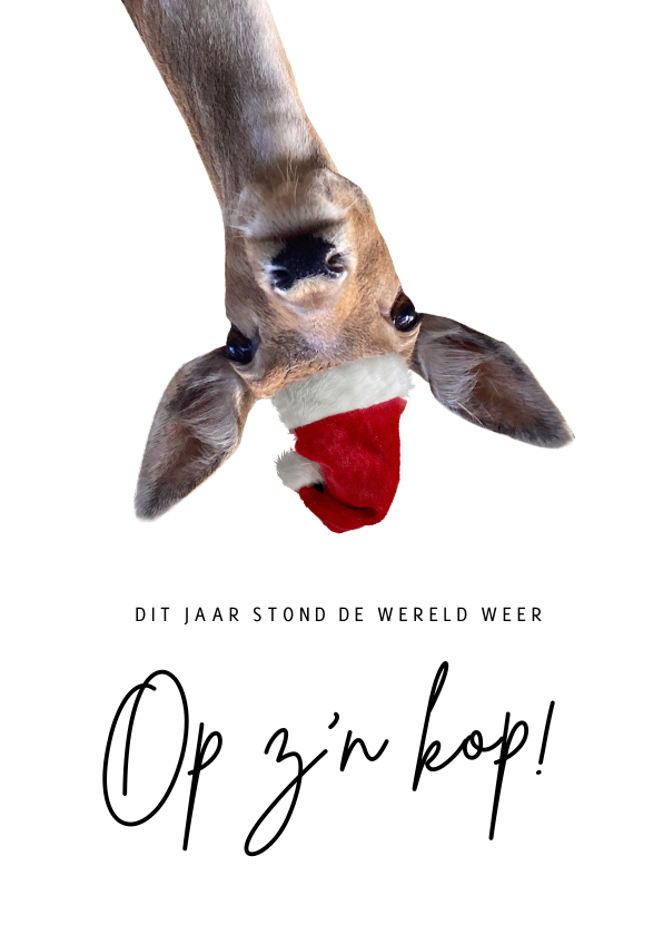 Grappige Corona nieuwjaarskaart - de wereld op z'n kop - Nieuwjaarskaarten Nieuwjaarskaarten - Grappige Corona nieuwjaarskaart - de wereld op z'n kop