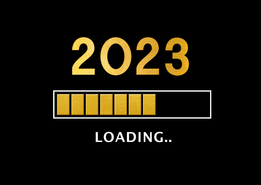 Grappige zakelijke nieuwjaarskaart 2023 loading laadbalk - Nieuwjaarskaarten Nieuwjaarskaarten - Grappige zakelijke nieuwjaarskaart 2023 loading laadbalk