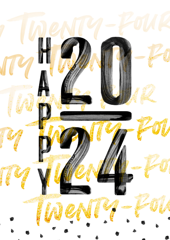 Nieuwjaarskaarten - Happy 2024 verf letters