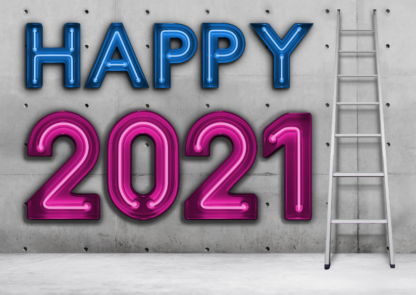 Happy Neon 2021! - Nieuwjaarskaarten Nieuwjaarskaarten - Happy Neon 2021!