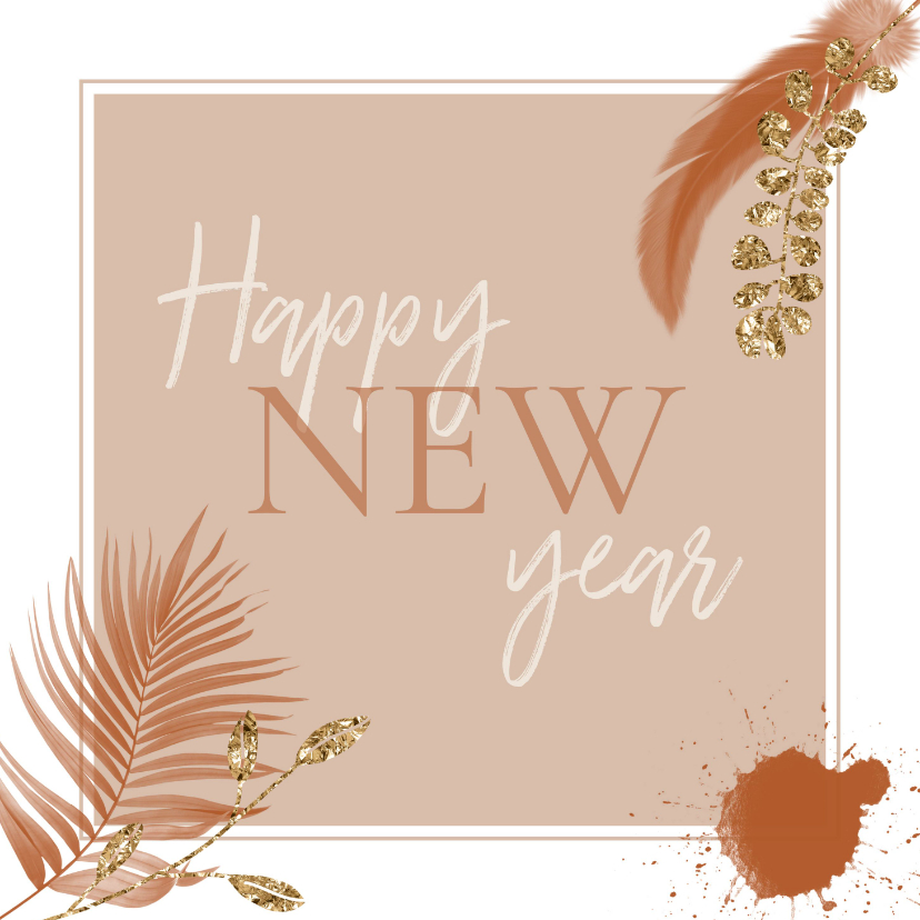 Happy new year boho-roze - Nieuwjaarskaarten Nieuwjaarskaarten - Happy new year boho-roze