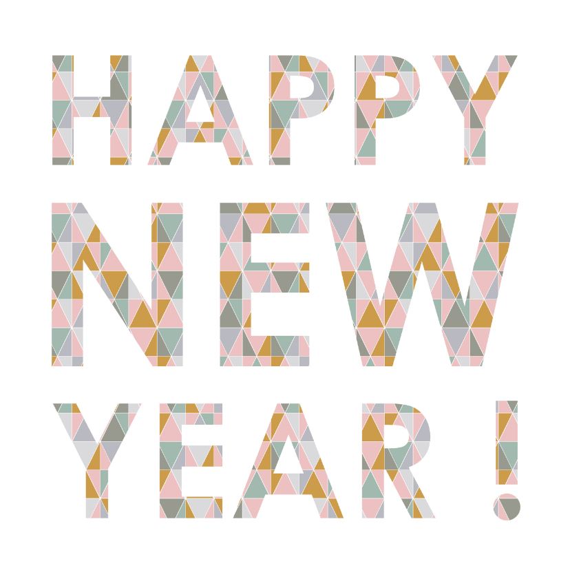 Happy new year geometrisch roze - Nieuwjaarskaarten Nieuwjaarskaarten - Happy new year geometrisch roze
