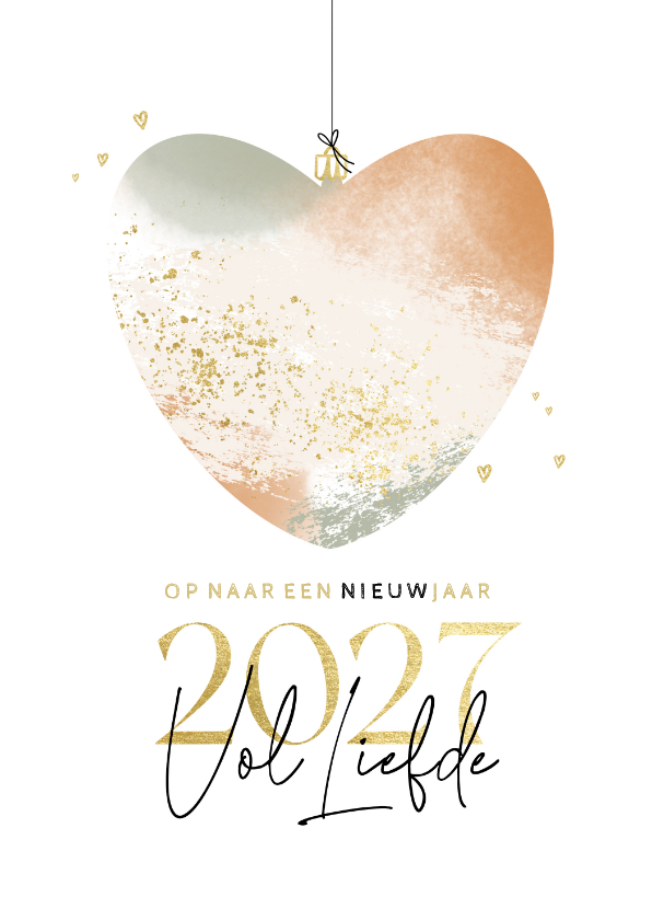 Hip nieuwjaarskaartje hartje kerstbal 2027 vol liefde - Nieuwjaarskaarten Nieuwjaarskaarten - Hip nieuwjaarskaartje hartje kerstbal 2027 vol liefde