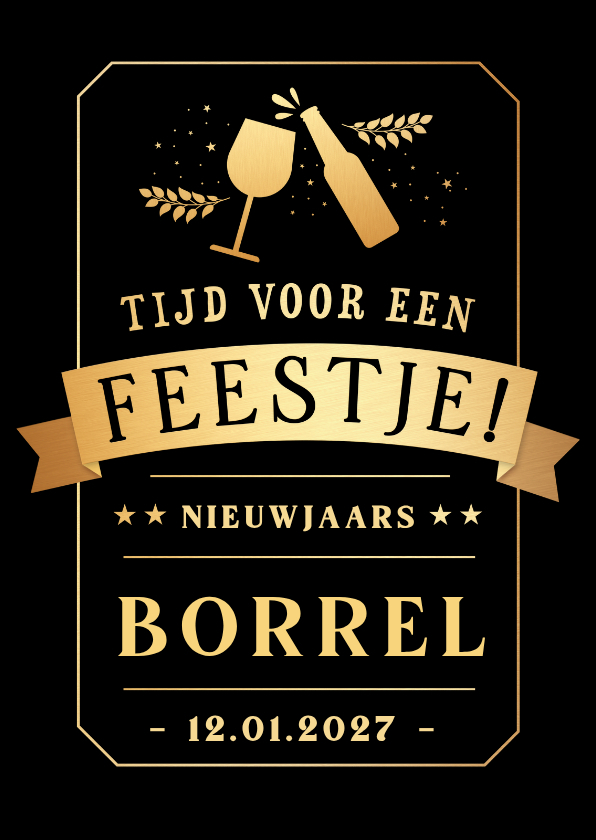 Hippe uitnodiging zakelijke nieuwjaarsborrel in poster stijl - Nieuwjaarskaarten Nieuwjaarskaarten - Hippe uitnodiging zakelijke nieuwjaarsborrel in poster stijl